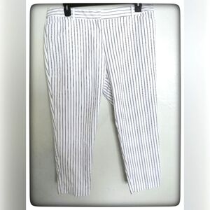 Liz Claiborne Emma Classic Cotton White & Black Twill Striped Pants Sz 16